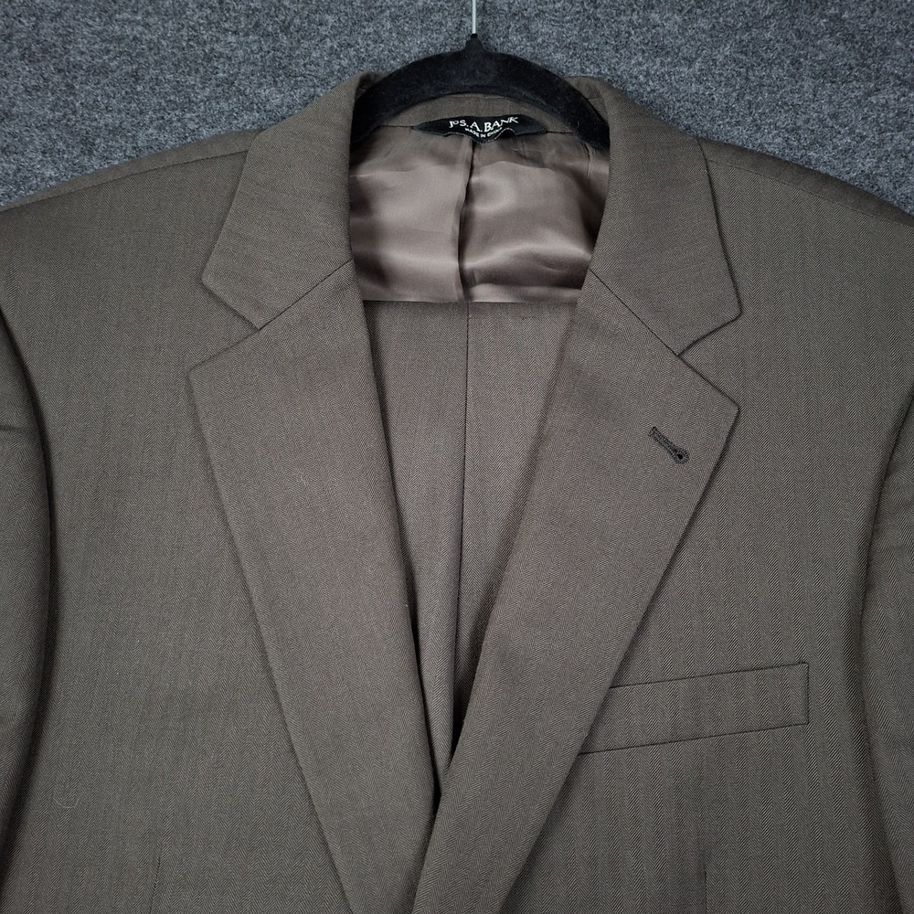 Jos A Bank Signature Collection Suit 42R Pants 34x32 Brown Wool Herringbone